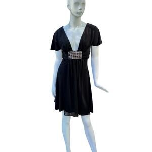 Fredericks of Hollywood Black Evening Dress Rhinestone Bead Accent Women's XS